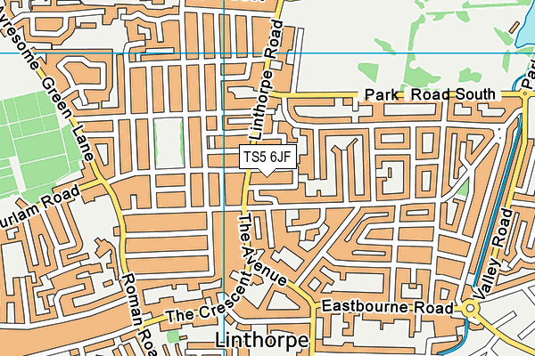 TS5 6JF map - OS VectorMap District (Ordnance Survey)