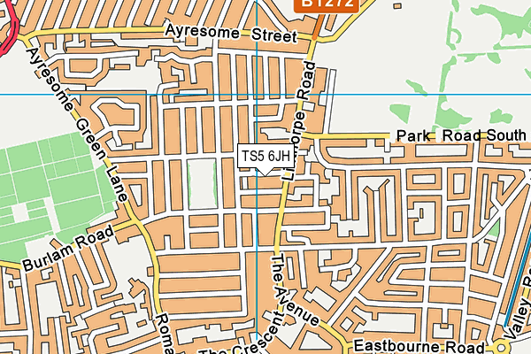 TS5 6JH map - OS VectorMap District (Ordnance Survey)