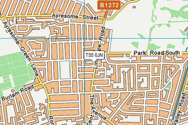 TS5 6JN map - OS VectorMap District (Ordnance Survey)