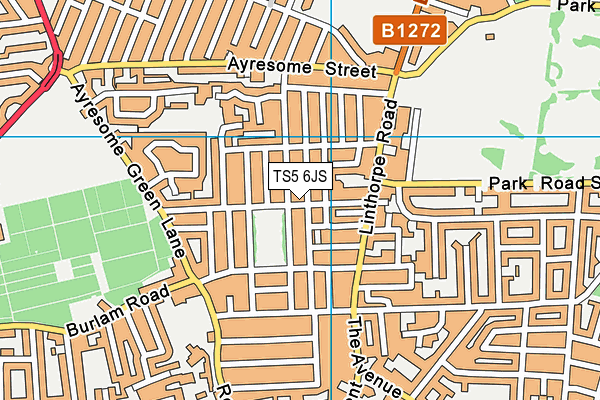 TS5 6JS map - OS VectorMap District (Ordnance Survey)