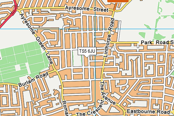 TS5 6JU map - OS VectorMap District (Ordnance Survey)