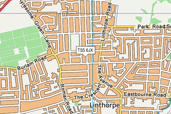 TS5 6JX map - OS VectorMap District (Ordnance Survey)