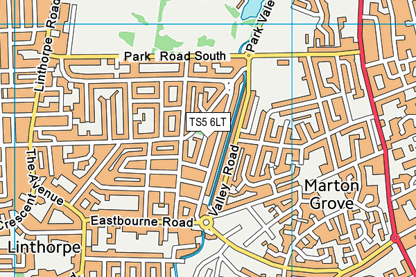TS5 6LT map - OS VectorMap District (Ordnance Survey)