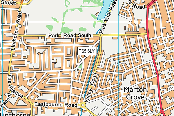 TS5 6LY map - OS VectorMap District (Ordnance Survey)