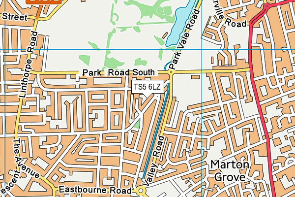 TS5 6LZ map - OS VectorMap District (Ordnance Survey)