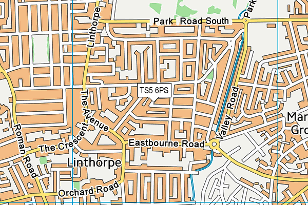 TS5 6PS map - OS VectorMap District (Ordnance Survey)