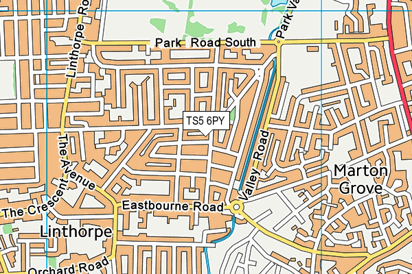 TS5 6PY map - OS VectorMap District (Ordnance Survey)