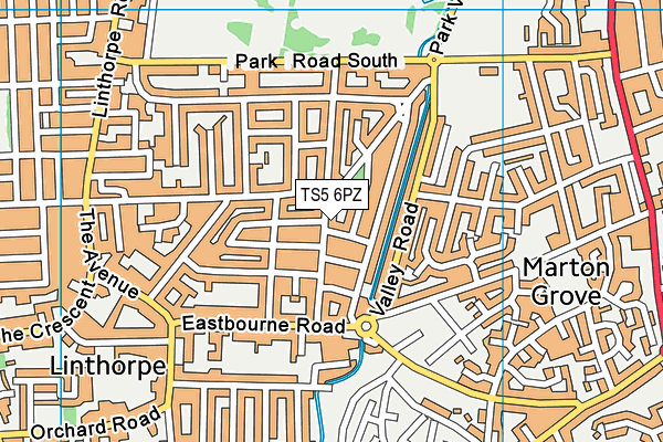 TS5 6PZ map - OS VectorMap District (Ordnance Survey)