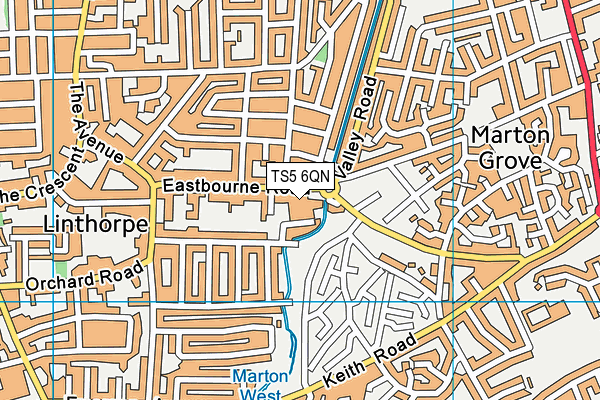 TS5 6QN map - OS VectorMap District (Ordnance Survey)