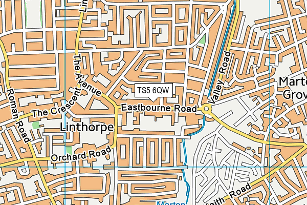 TS5 6QW map - OS VectorMap District (Ordnance Survey)