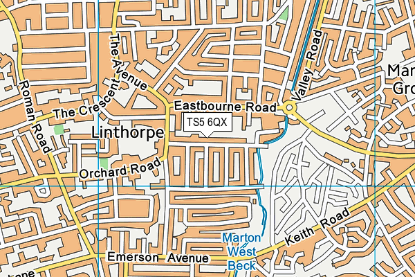 TS5 6QX map - OS VectorMap District (Ordnance Survey)