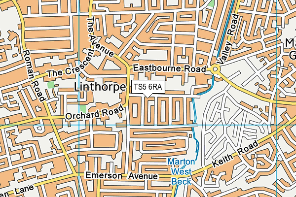 TS5 6RA map - OS VectorMap District (Ordnance Survey)