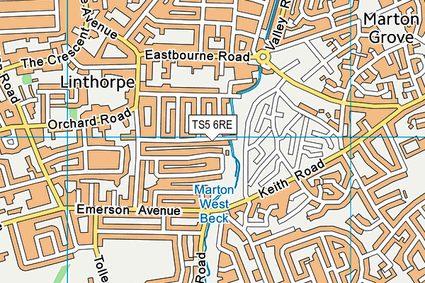 TS5 6RE map - OS VectorMap District (Ordnance Survey)