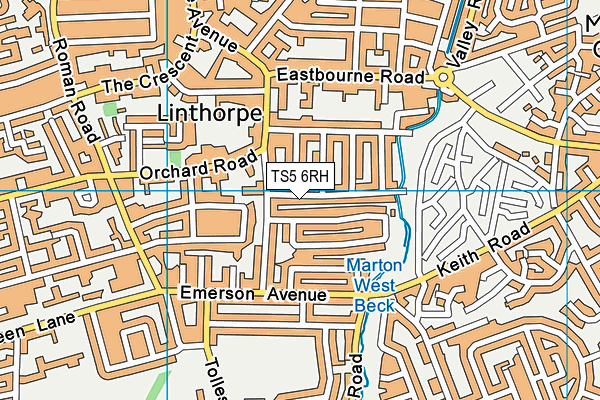 TS5 6RH map - OS VectorMap District (Ordnance Survey)