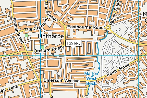 TS5 6RL map - OS VectorMap District (Ordnance Survey)