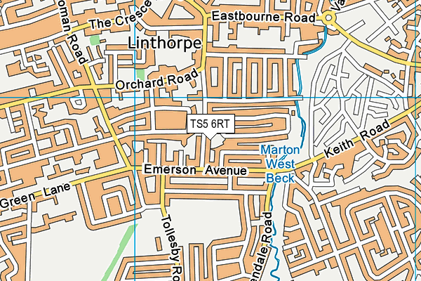 TS5 6RT map - OS VectorMap District (Ordnance Survey)