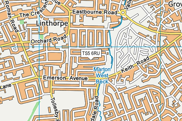 TS5 6RU map - OS VectorMap District (Ordnance Survey)