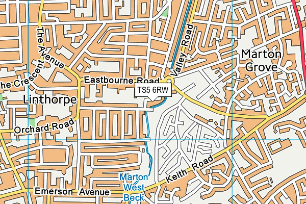 TS5 6RW map - OS VectorMap District (Ordnance Survey)