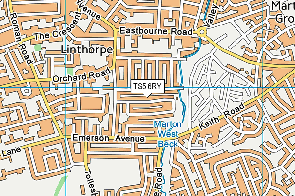 TS5 6RY map - OS VectorMap District (Ordnance Survey)