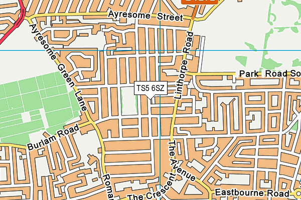 TS5 6SZ map - OS VectorMap District (Ordnance Survey)