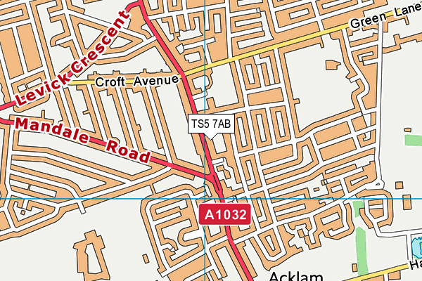 TS5 7AB map - OS VectorMap District (Ordnance Survey)