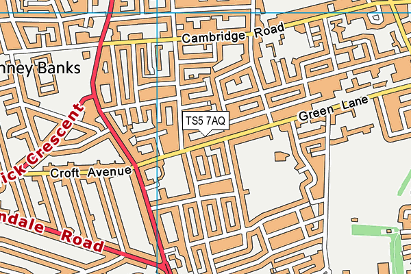 TS5 7AQ map - OS VectorMap District (Ordnance Survey)