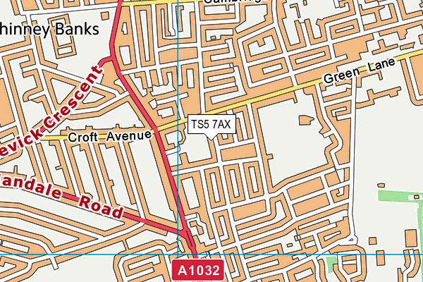 TS5 7AX map - OS VectorMap District (Ordnance Survey)