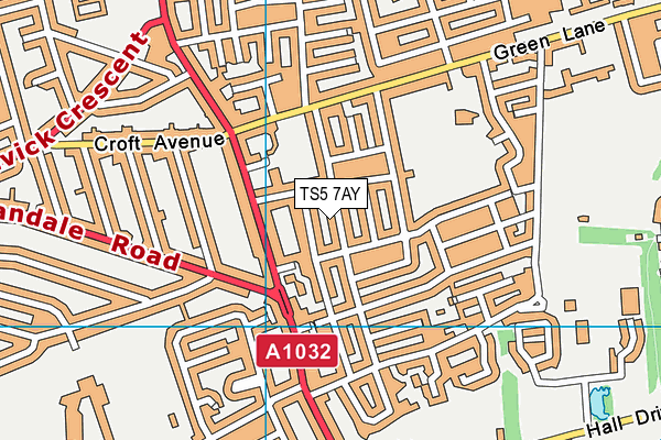 TS5 7AY map - OS VectorMap District (Ordnance Survey)