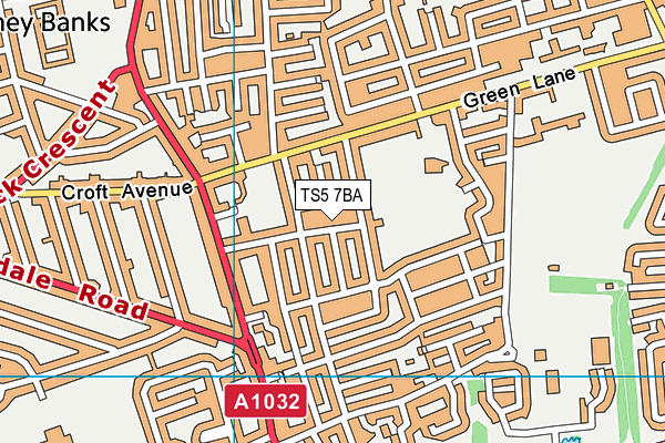 TS5 7BA map - OS VectorMap District (Ordnance Survey)