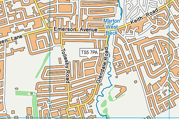 TS5 7PA map - OS VectorMap District (Ordnance Survey)