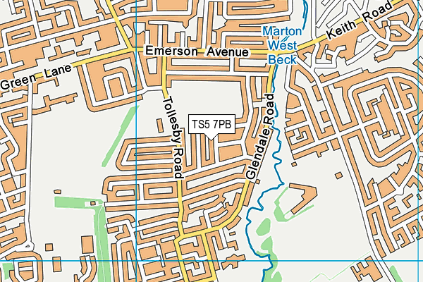 TS5 7PB map - OS VectorMap District (Ordnance Survey)