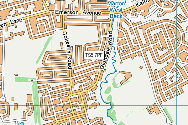 TS5 7PF map - OS VectorMap District (Ordnance Survey)