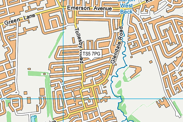 TS5 7PG map - OS VectorMap District (Ordnance Survey)