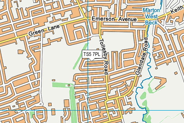 TS5 7PL map - OS VectorMap District (Ordnance Survey)