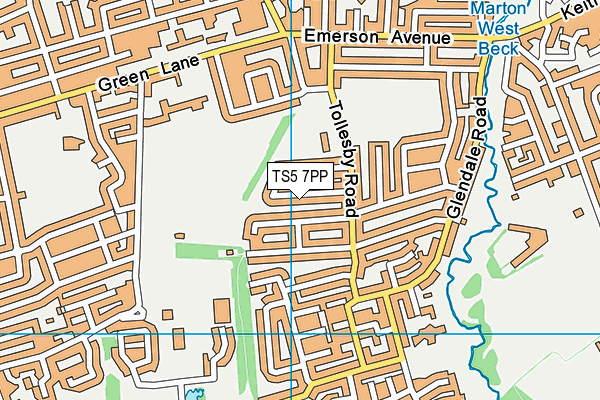 TS5 7PP map - OS VectorMap District (Ordnance Survey)