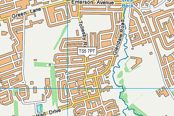 TS5 7PT map - OS VectorMap District (Ordnance Survey)
