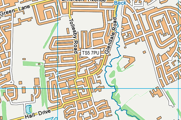 TS5 7PU map - OS VectorMap District (Ordnance Survey)