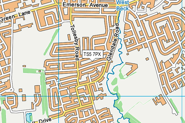 TS5 7PX map - OS VectorMap District (Ordnance Survey)