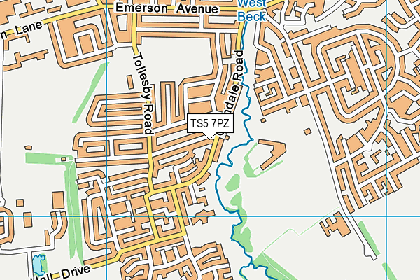 TS5 7PZ map - OS VectorMap District (Ordnance Survey)