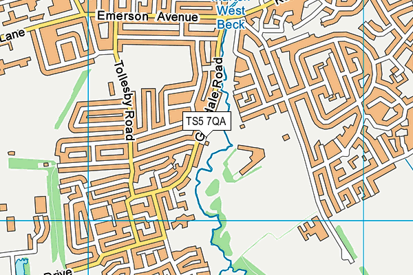 TS5 7QA map - OS VectorMap District (Ordnance Survey)