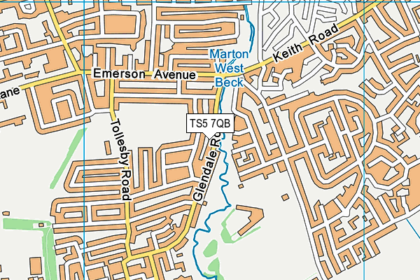 TS5 7QB map - OS VectorMap District (Ordnance Survey)