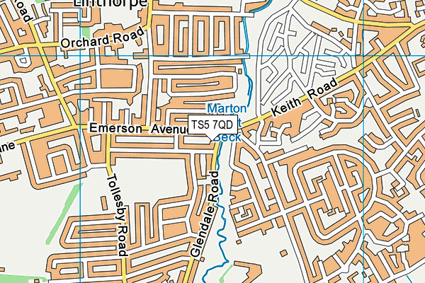 TS5 7QD map - OS VectorMap District (Ordnance Survey)