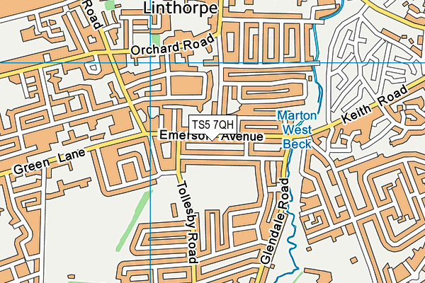 TS5 7QH map - OS VectorMap District (Ordnance Survey)