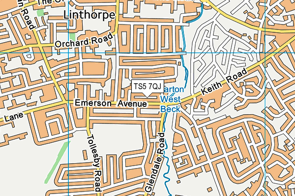 TS5 7QJ map - OS VectorMap District (Ordnance Survey)