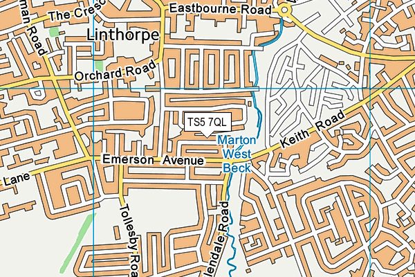 TS5 7QL map - OS VectorMap District (Ordnance Survey)