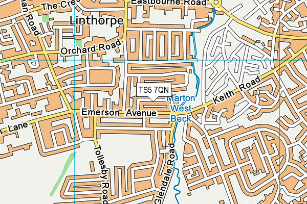 TS5 7QN map - OS VectorMap District (Ordnance Survey)