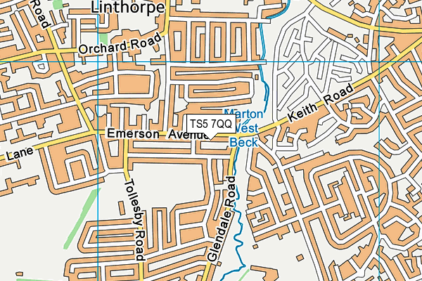 TS5 7QQ map - OS VectorMap District (Ordnance Survey)