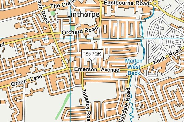 TS5 7QR map - OS VectorMap District (Ordnance Survey)