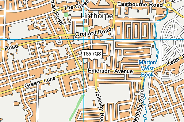 TS5 7QS map - OS VectorMap District (Ordnance Survey)