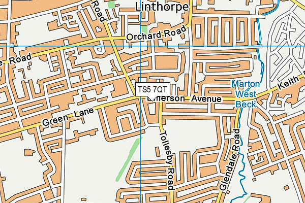 TS5 7QT map - OS VectorMap District (Ordnance Survey)